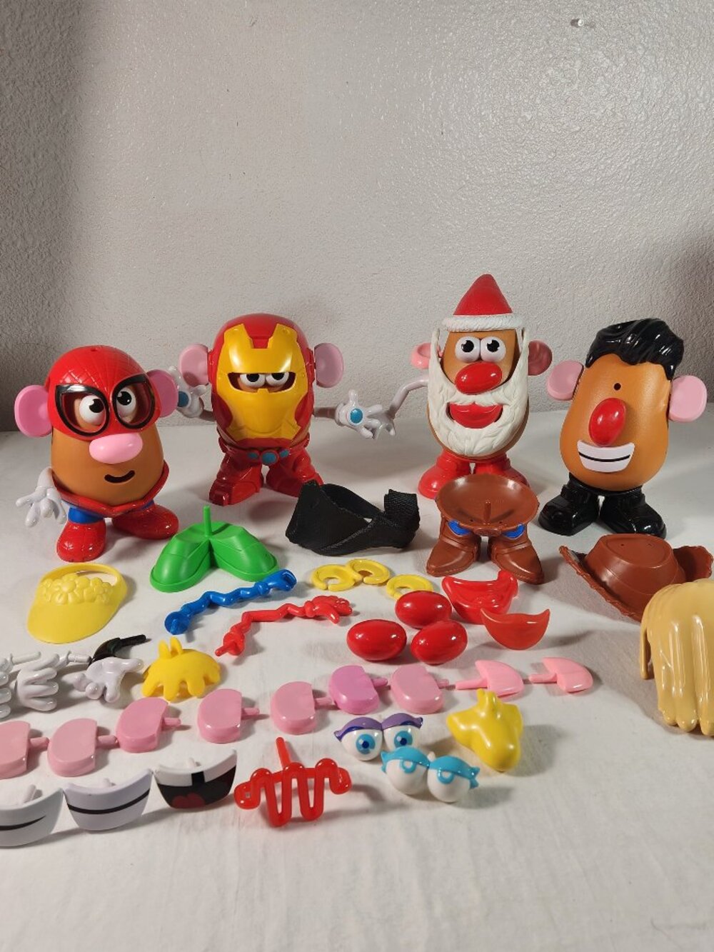 Mr. Potato Head Mixed LOT Santa Iron Man Spider Man Misc Tops Eyes + ... FastShp